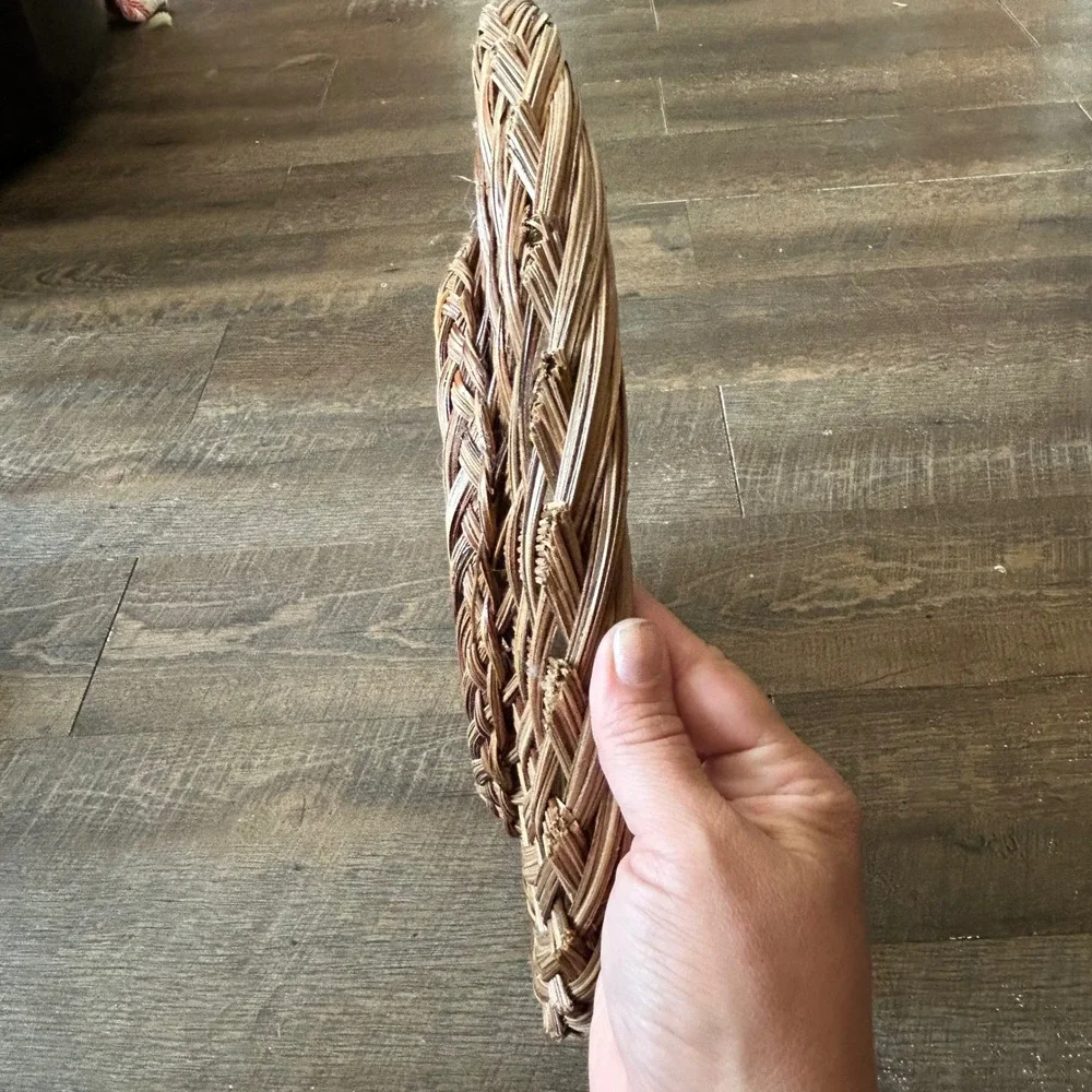 Woven Wicker Sunburst Tray Round 14 Inch Wall Decor Philippines Boho Brown